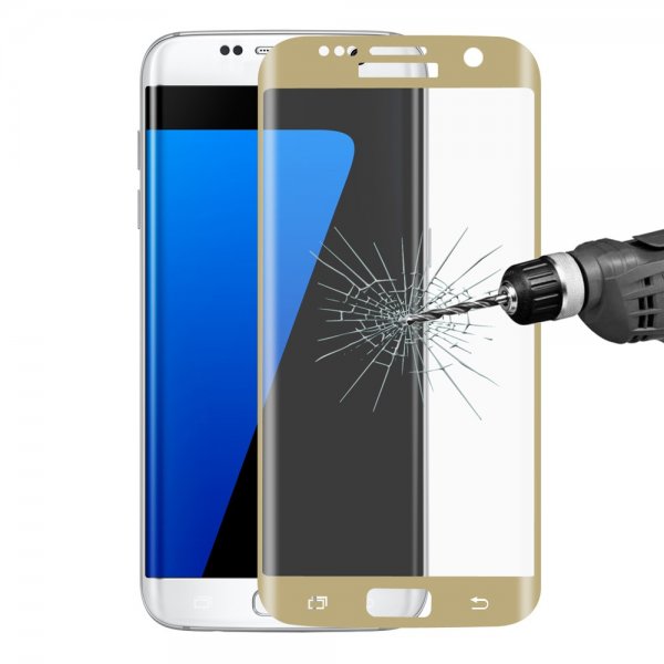 Samsung Galaxy S7 Edge Skärmskydd i Härdat Glas Full Size 3D Välvd Guld