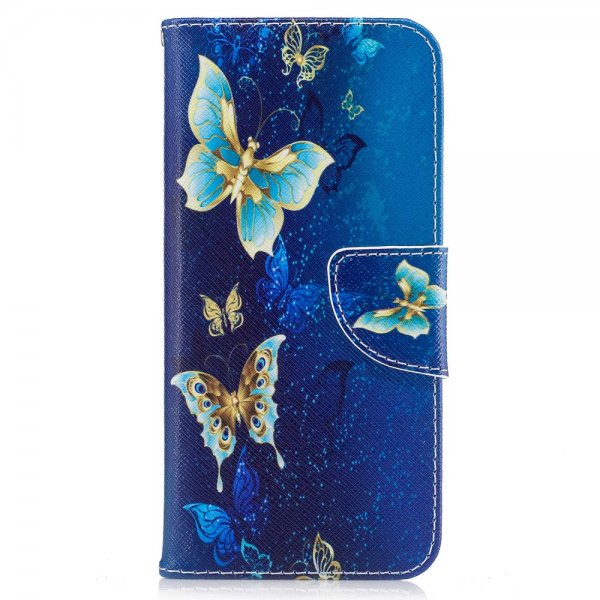 Samsung Galaxy S8 Plånboksfodral Motiv Blå Fjärilar 2