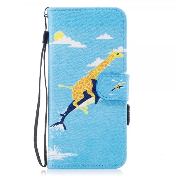 Samsung Galaxy S8 Plånboksfodral Motiv Giraff ridandes på Haj