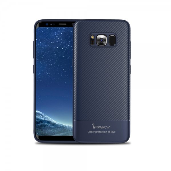 Samsung Galaxy S8 Plus Mobilskal TPU Kolfibertextur Mörkblå