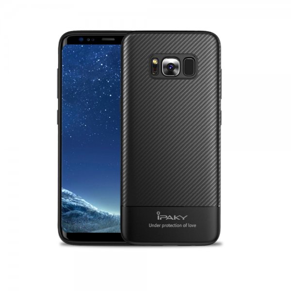 Samsung Galaxy S8 Plus Mobilskal TPU Kolfibertextur Svart