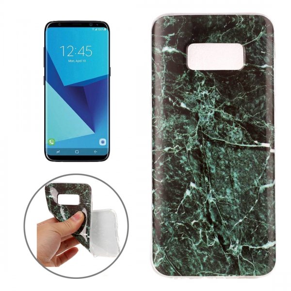 Samsung Galaxy S8 Plus Skal TPU Marmor Grön Svart