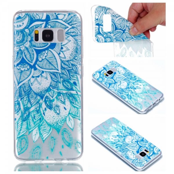 Samsung Galaxy S8 Skal TPU Motiv Blå Blomma