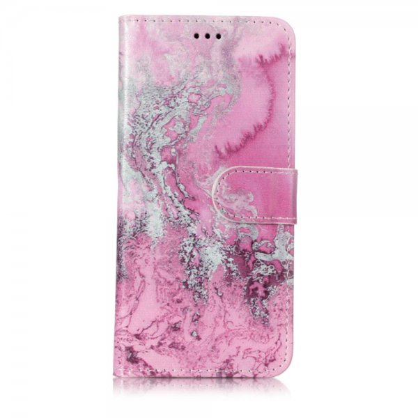 Samsung Galaxy S9 Plånboksfodral Motiv Mörkrosa Sten