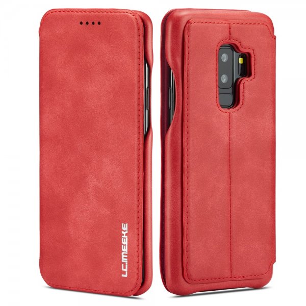 Samsung Galaxy S9 Plus Retro Fodral PU-läder Röd