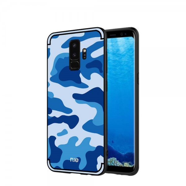 Samsung Galaxy S9 Plus Skal med Stativ Camouflage Hårdplast TPU Blå