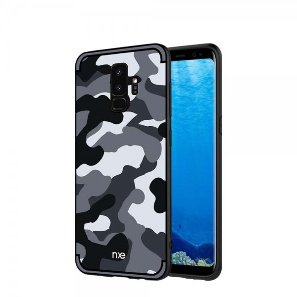 Samsung Galaxy S9 Skal med Stativ Camouflage Hårdplast TPU Grå