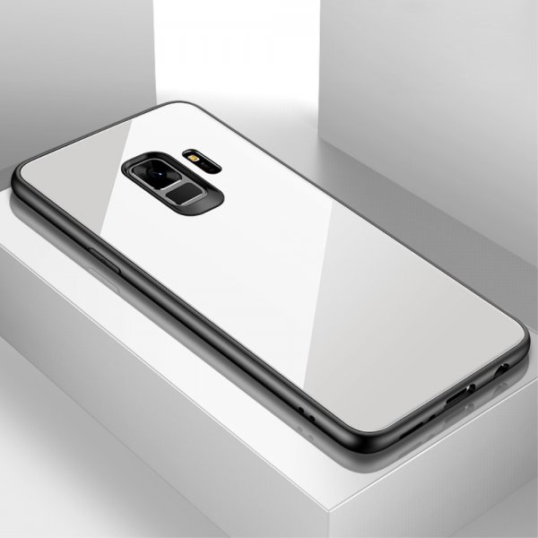 Samsung Galaxy S9 Skal TPU Baksida i Härdat Glas Vit