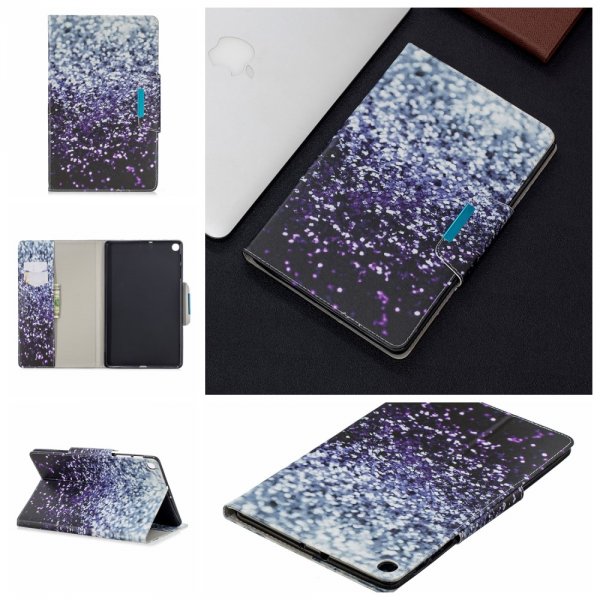 Samsung Galaxy Tab A 10.1 2019 T510 T515 Fodral Motiv Glitter Svart Lila Silver