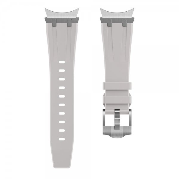 Samsung Galaxy Watch 20mm Armband i Silikon Silver Spänne Beige