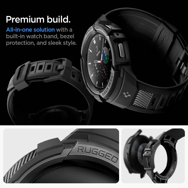Samsung Galaxy Watch 5 Pro 45mm Skal och Armband Rugged Armor Pro Svart