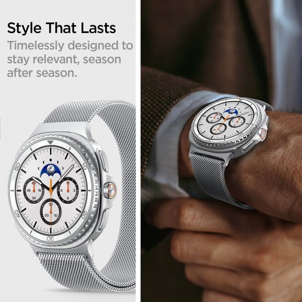 Samsung Galaxy Watch 8 40/44mm/Classic 46mm Armband Metal Fit Silver