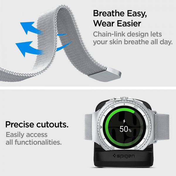 Samsung Galaxy Watch 8 40/44mm/Classic 46mm Armband Metal Fit Silver