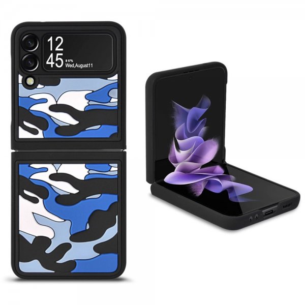 Samsung Galaxy Z Flip 3 Skal 3D Kamouflage Blå