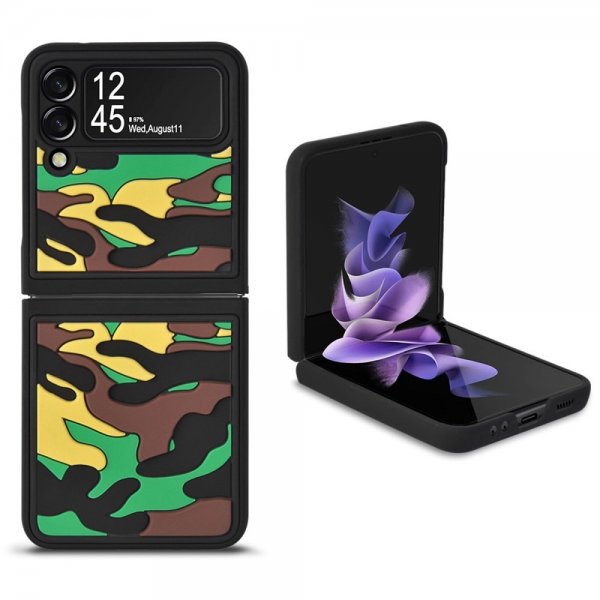 Samsung Galaxy Z Flip 3 Skal 3D Kamouflage Grön