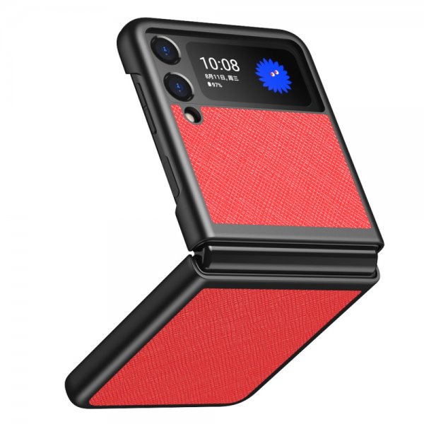Samsung Galaxy Z Flip 3 Skal Saffianotextur Röd