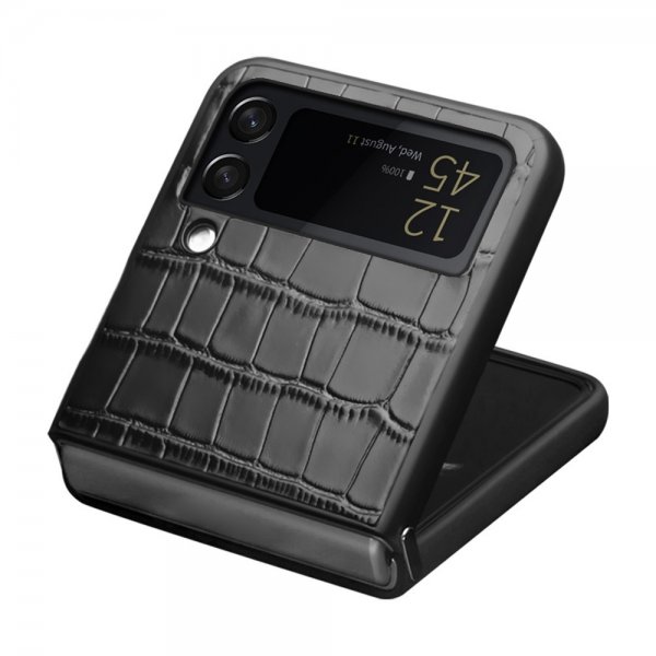 Samsung Galaxy Z Flip 4 Skal Krokodilmönster Svart
