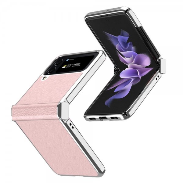 Samsung Galaxy Z Flip 4 Skal Litchi Rosa