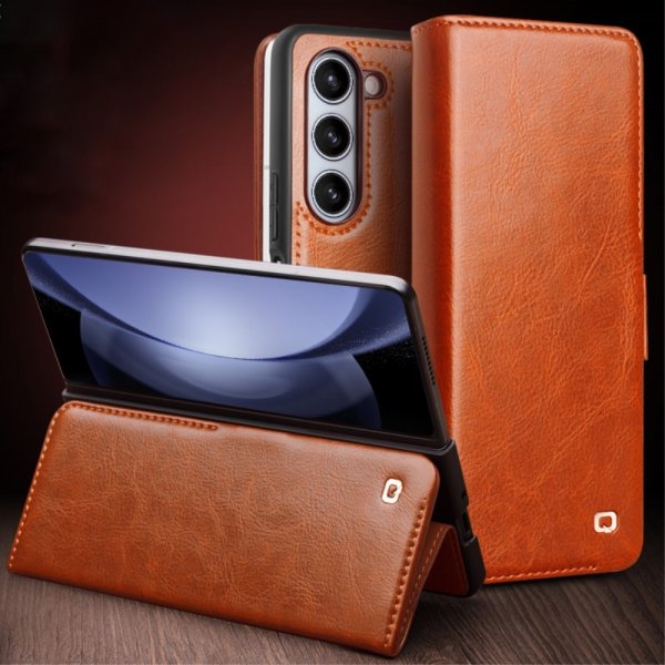 Samsung Galaxy Z Fold 5 Fodral Äkta Läder Brun