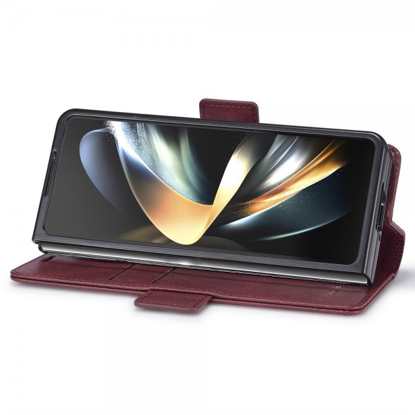 Samsung Galaxy Z Fold 5 Fodral med Kortfack Flip Röd