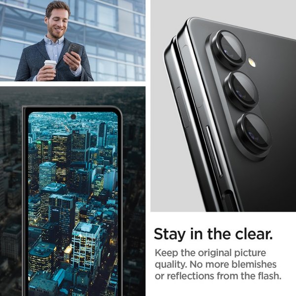 Samsung Galaxy Z Fold 5 Kameraskydd GLAS.tR EZ Fit Optik Pro 2-pack Svart