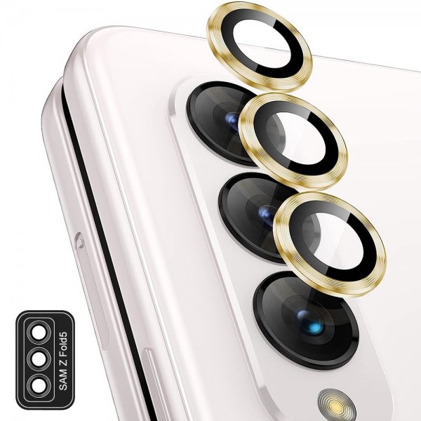 Samsung Galaxy Z Fold 5 Kameralinsskydd i Härdat Glas Aluminium Guld