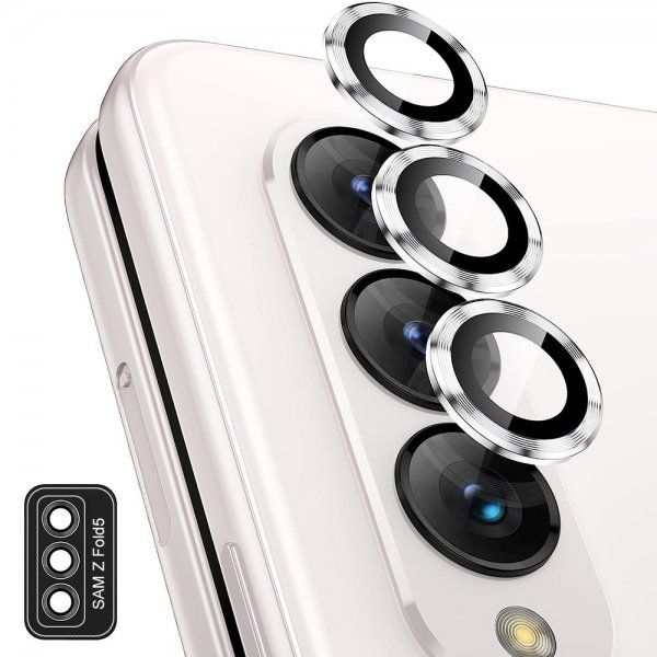 Samsung Galaxy Z Fold 5 Kameralinsskydd i Härdat Glas Aluminium Silver