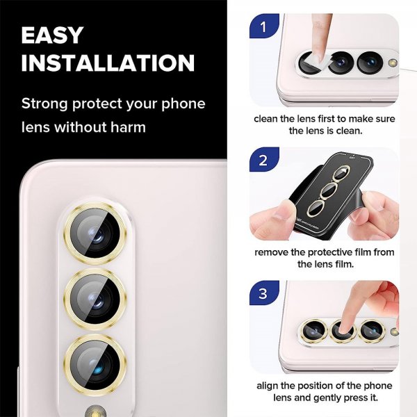 Samsung Galaxy Z Fold 5 Kameraskydd i Härdat Glas Aluminium Svart