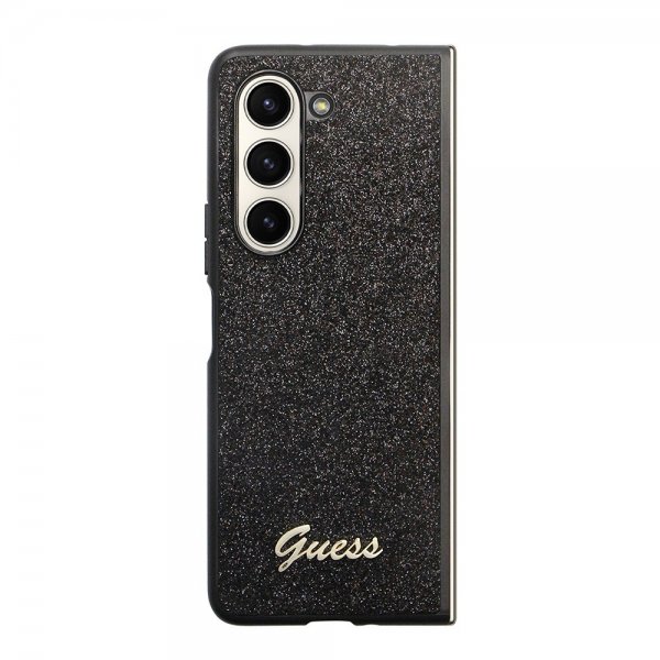 Samsung Galaxy Z Fold 5 Skal Glitter Flakes Metal Logo Svart