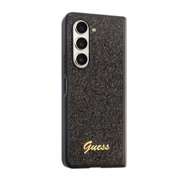 Samsung Galaxy Z Fold 5 Skal Glitter Flakes Metal Logo Svart