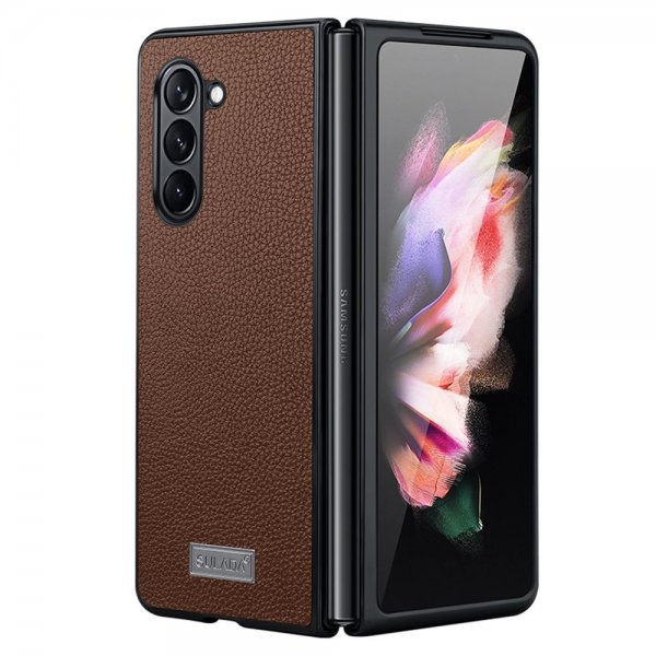 Samsung Galaxy Z Fold 5 Skal Litchi Kaffe