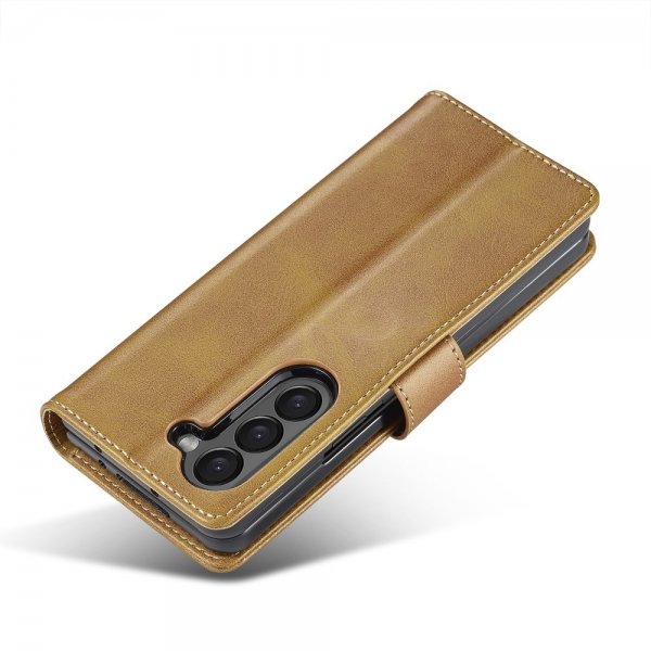 Samsung Galaxy Z Fold 6 Fodral med Kortfack Stativfunktion Ljusbrun