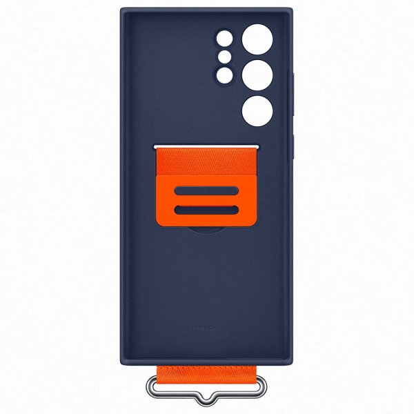Original Galaxy S22 Ultra Skal Silicone Cover with Strap Navy