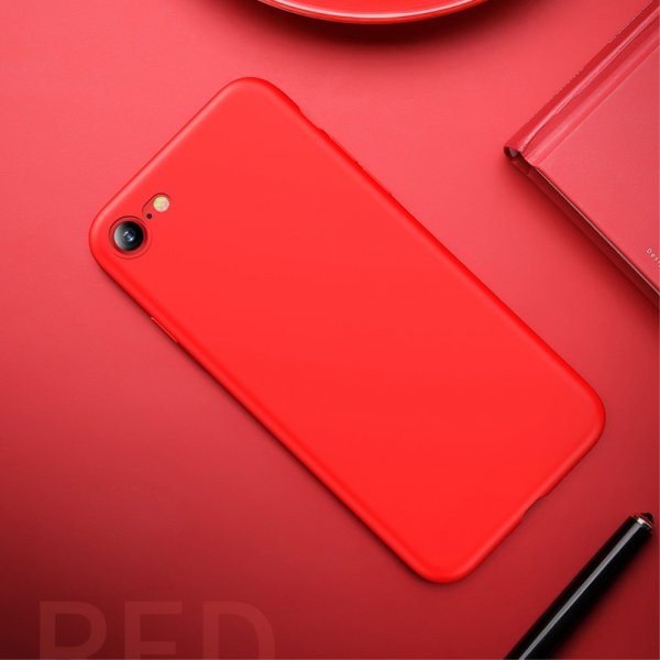 Sanze Series Skal till iPhone 8/7 Silikon Hårdplast 0.8mm Röd