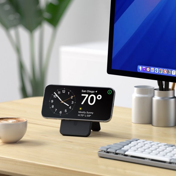 OntheGo Qi2 5K MagSafe-powerbank med Stativ Svart