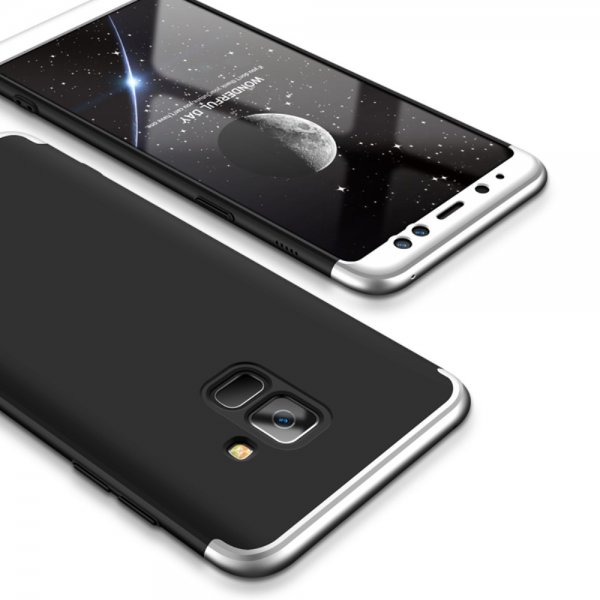 Skal till Samsung Galaxy A8 2018 Hårdplast Tredelat Silver Svart