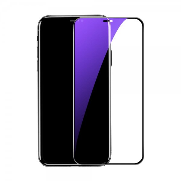 Skärmskydd iPhone Xs Max/11 Pro Max Härdat Glas Blåljusfilter Full Size Svart