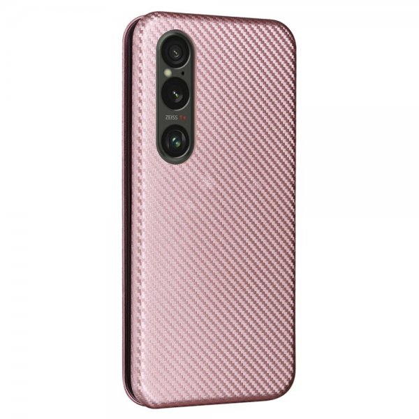Sony Xperia 1 VI Fodral Kolfibertextur Roseguld