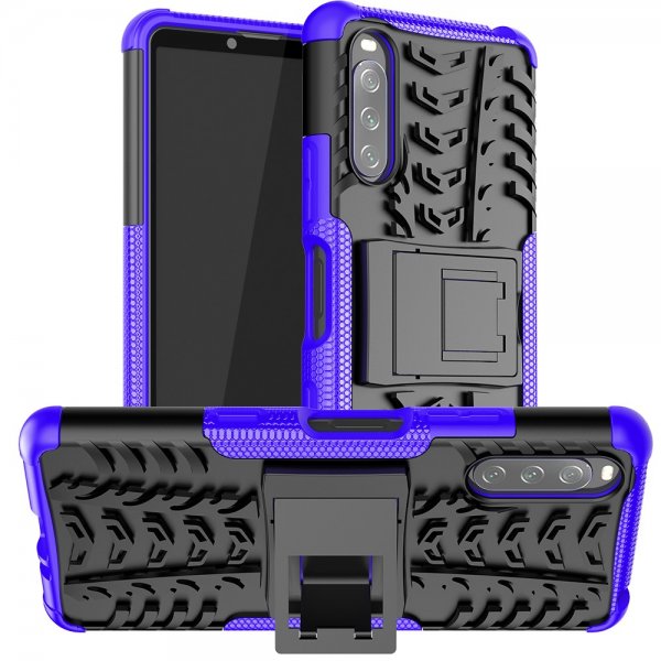 Sony Xperia 10 III Skal Däckmönster Stativfunktion Lila