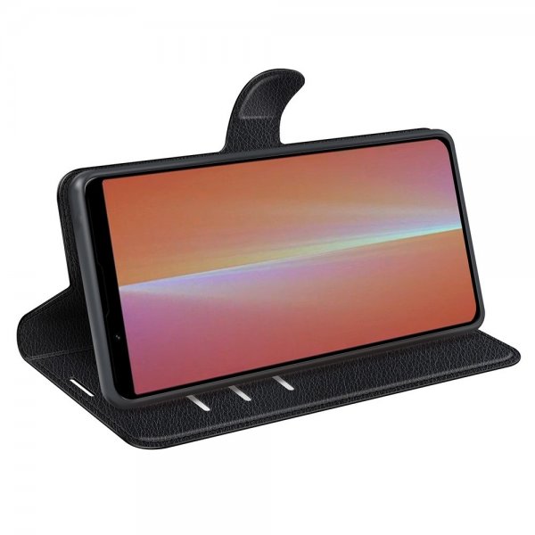 Sony Xperia 5 V Fodral Litchi Svart