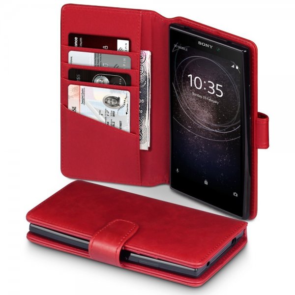 Sony Xperia L2 Äkta Läder Plånboksfodral Röd