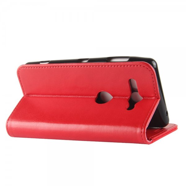 Sony Xperia XZ2 Compact Plånboksfodral PU-läder Lädertextur Röd