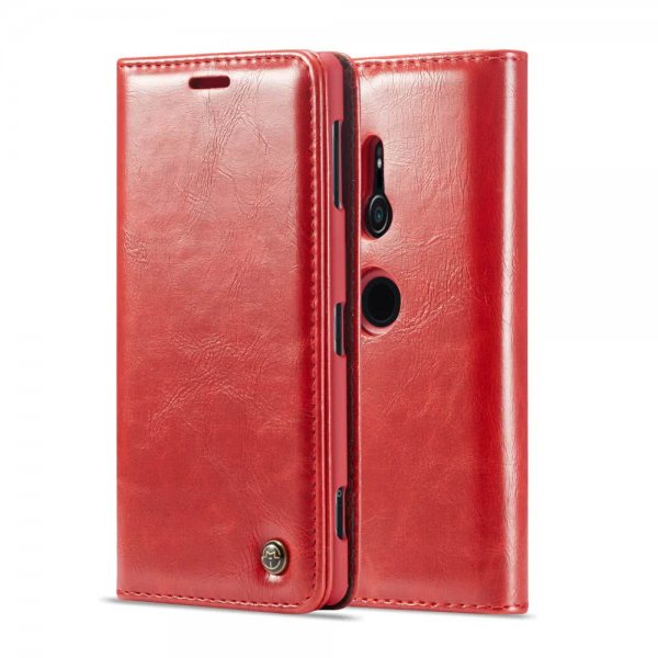 Sony Xperia XZ3 Plånboksfodral Retro Vaxad PU-läder Röd