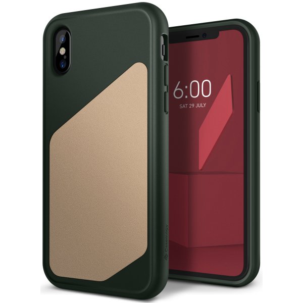 Spectra Series Skal till Apple iPhone X/Xs Leather Pine Green / Beige