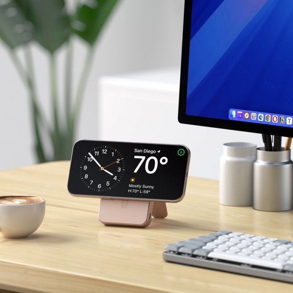 OntheGo Qi2 10K MagSafe-powerbank med Stativ Desert Rose