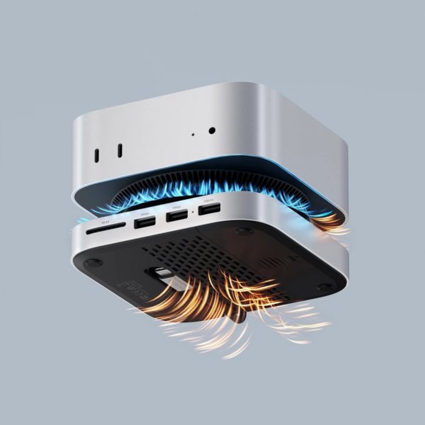 Mac Mini M4 Stativ & Hub med SSD-kapsling Silver