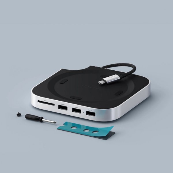 Mac Mini M4 Stativ & Hub med SSD-kapsling Silver