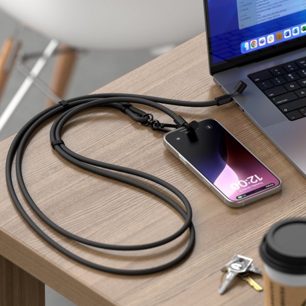 OntheGo Lanyardkabel USB-C 1.5m Svart
