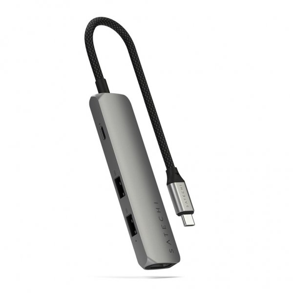 4-i-1 USB-C Slim Multiport Adapter 4K Space Gray
