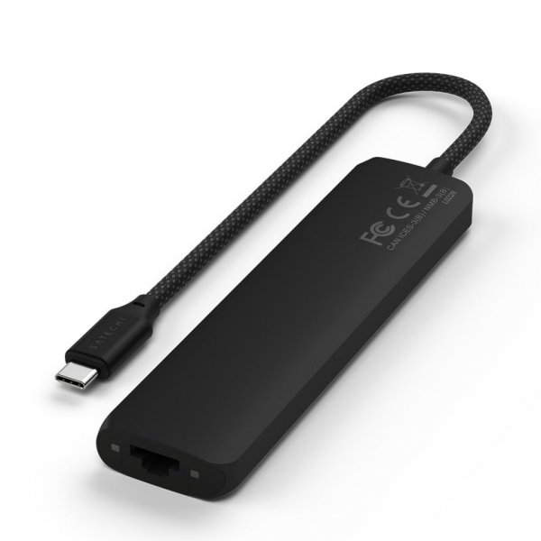 7-i-1 USB-C Slim Multiport Adapter med Ethernet Svart